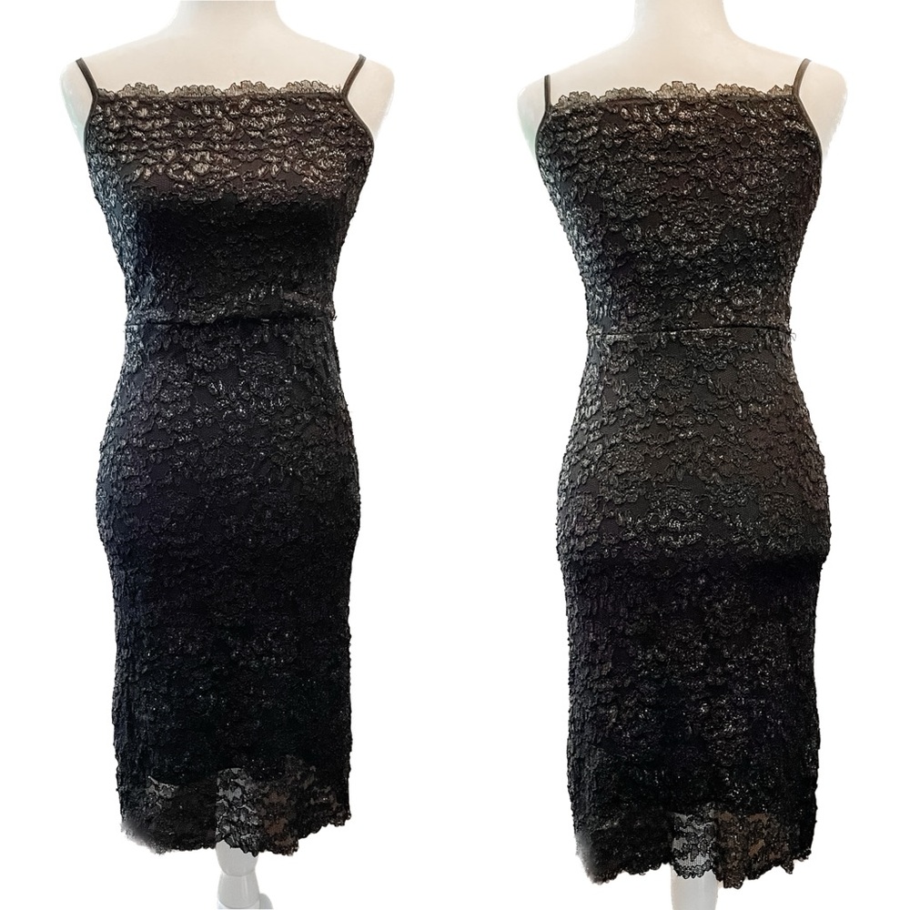 Vintage NWT Mica Lace Slip Dress Women’s Small Petite Black Y2K 90s Whimsigoth